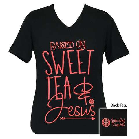 Sweet Tea and Jesus Black V-Neck Short Sleeve