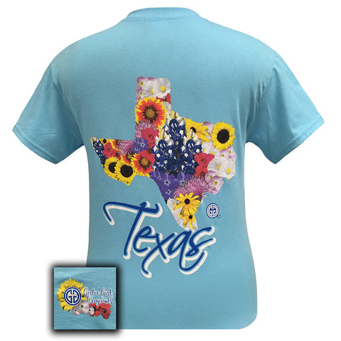 Texas Flower Sky Blue Short Sleeve