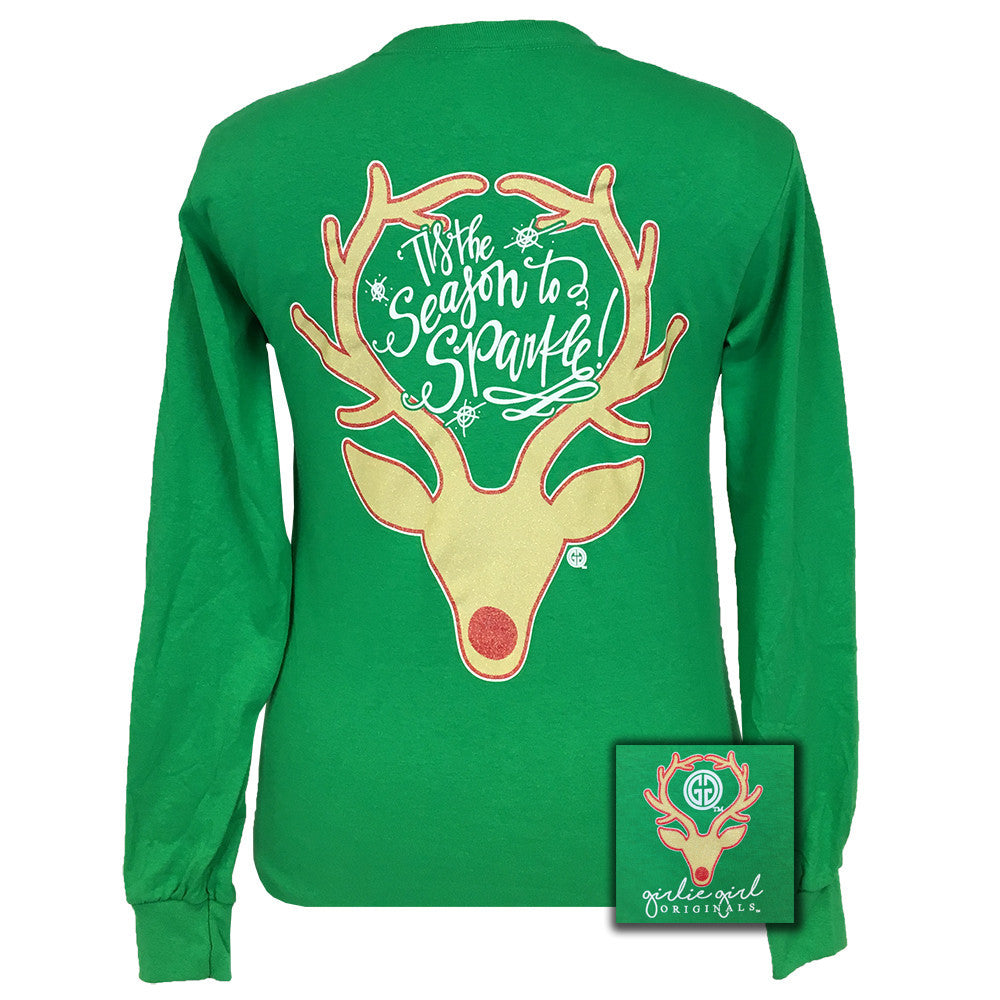 Tis the Season Deer Irish Green Long Sleeve