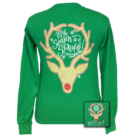 Tis the Season Deer Irish Green Long Sleeve