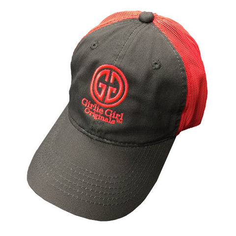 CAPS - GGO LOGO - GREY/NEON RED ORANGE MESHBACK