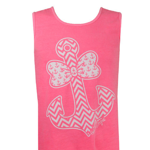 Bowtie Anchor - Neon Pink (Comfort Color Tank)