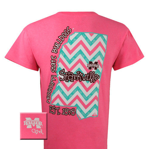 MSU T-Shirt: State Chevron Anvil Neon Pink (Short Sleeve)