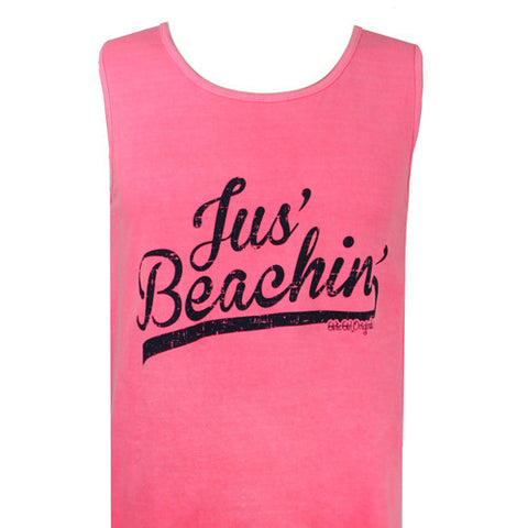 Jus' Beachin' - Neon Pink (Comfort Color Tank)