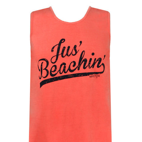 Jus' Beachin' - Neon Red Orange (Comfort Color Tank)