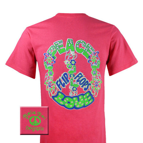 Peace Love Flip-Flops - Hot Pink (Short Sleeve)