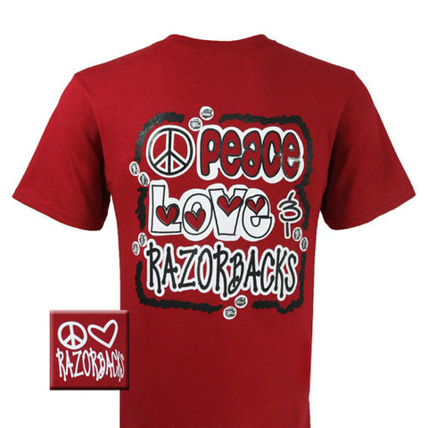 Peace Love Razorbacks Red (Short Sleeve)