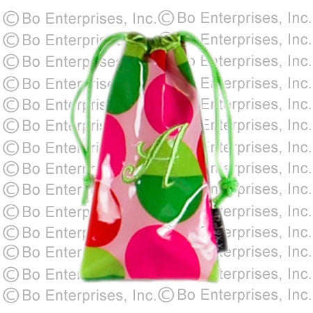 Pink & Green Pok-a-dots Initialed Eyeglass Pouch