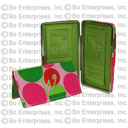 Pink & Green Pok-a-dots Wallet with Checkbook Holder