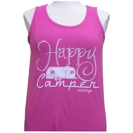 Happy Camper Tank Rasberry Comfort Color Tank