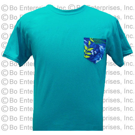 Hawaiian Sewn Pocket T - Tropical Blue (Short Sleeve)