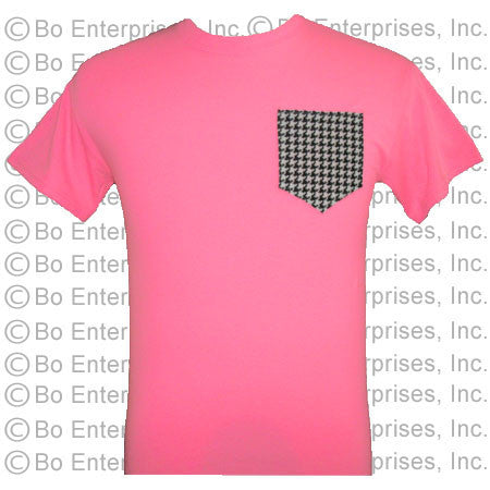 Houndstooth Sewn Pocket T - Safety Pink (Short Sleeve)