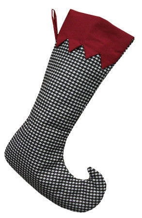 Elf Stocking Houndstooth/Red