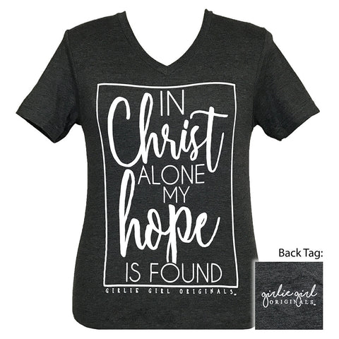 In Christ Alone V-Neck Short Sleeve Dark Heather Gray