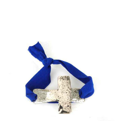 JB4827SBBL Royal Stretch Bracelet with Silver Cross