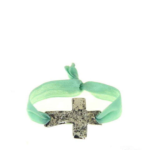 JB4827SBMGR STRETCH BRACELET MINT GREEN WITH CROSS