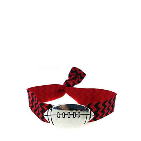 Red Black Stretch Football Bracelet