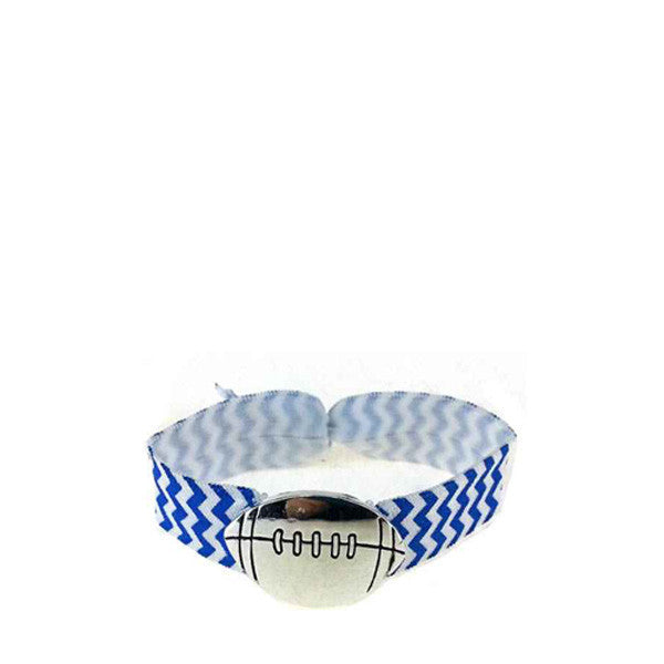 Royal Blue and White Stretch Football Bracelet