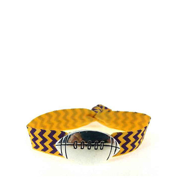 Purple and Gold Stretch Football Bracelet