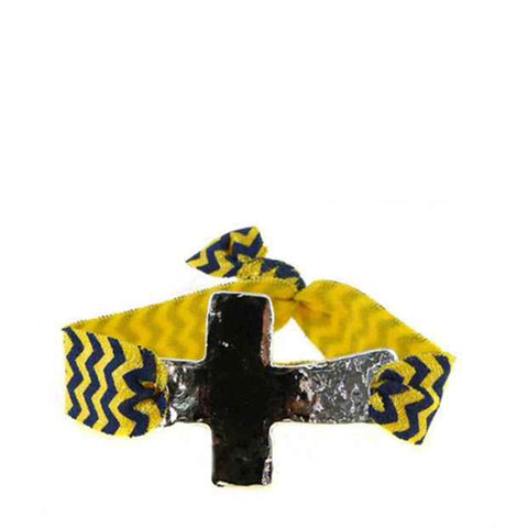 JB4895SBY Stretch Bracelet Yellow Blue Cross