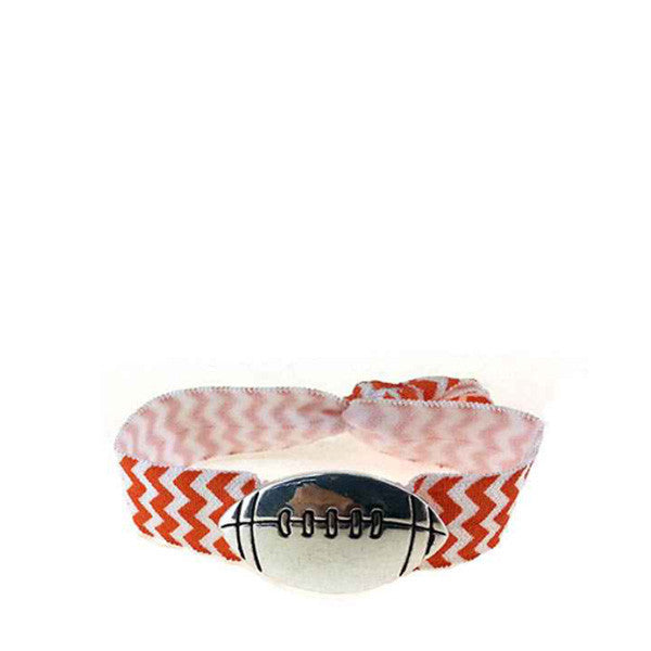 Orange and White Stretch Football Bracelet