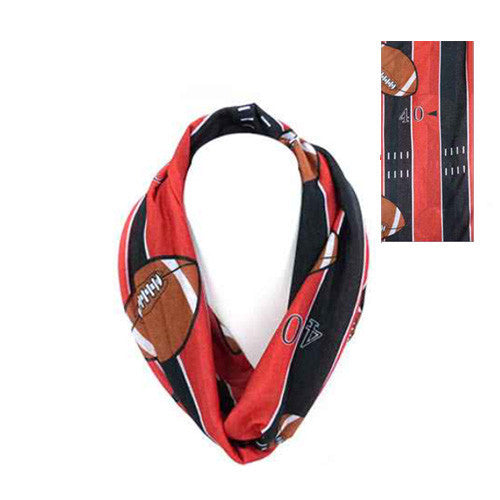 JF0034 BLK RED-FOOTBALL-SCARF