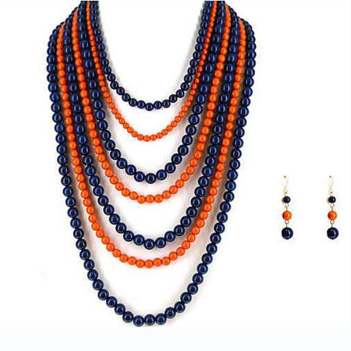 JTS0105G Navy Orange Team Necklace