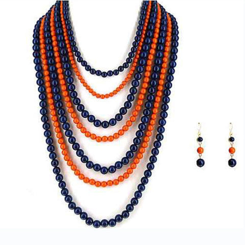 JTS0105G Navy Orange Team Necklace