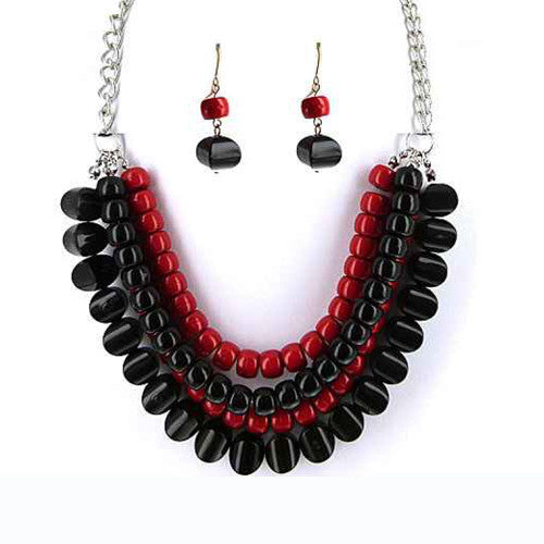 JTS0485R Black Red Team Necklace