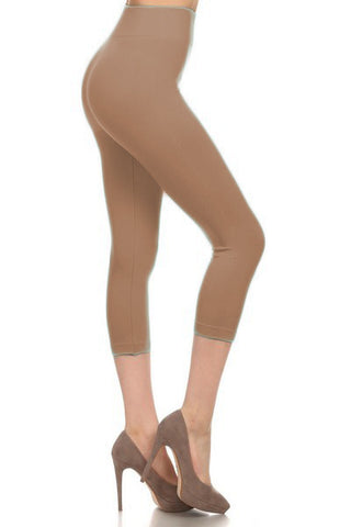 518SD-Khaki Capri Legging