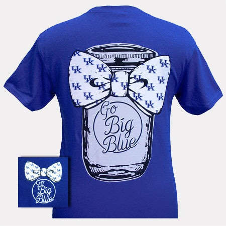 Kentucky Bowtie Mason Jar Royal Blue Short Sleeve