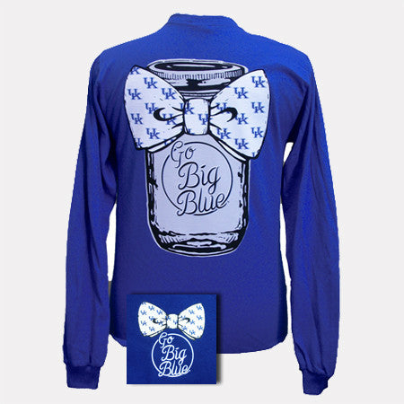 Kentucky Mason Jar Bowtie Royal Long Sleeve