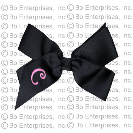 Initialed (Large) Hair Bow Black w/Pink