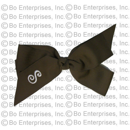 Initialed (Large) Hair Bow Brown w/ White