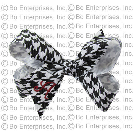 Initialed (Large) Hair Bow Houndstooth