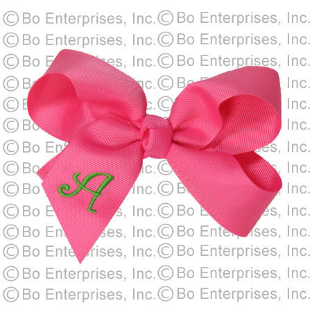 Initialed (Large) Hair Bow Pink w/ Lime