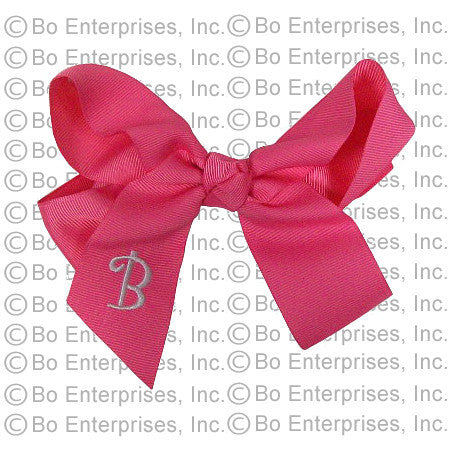 Initialed (Large) Hair Bow Pink w/ White