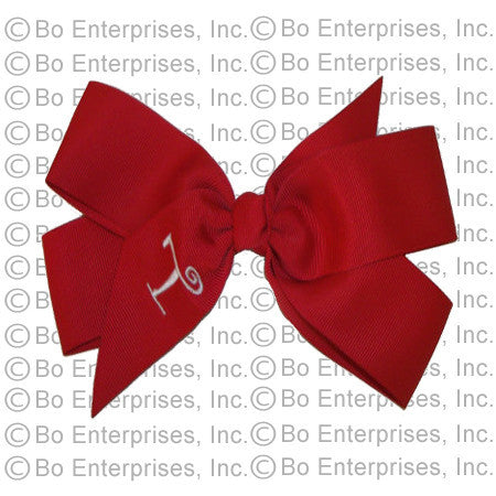 Initialed (Large) Hair Bow Red w/ White