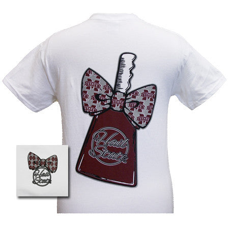 MSU Cowbell with Bowtie White Short Sleeve