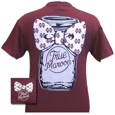 Mississippi State Bowtie Mason Jar True Maroon