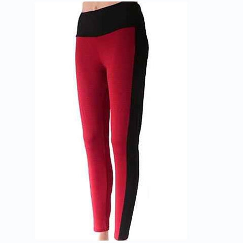 NL0001 Black Wine Color Block Leggings