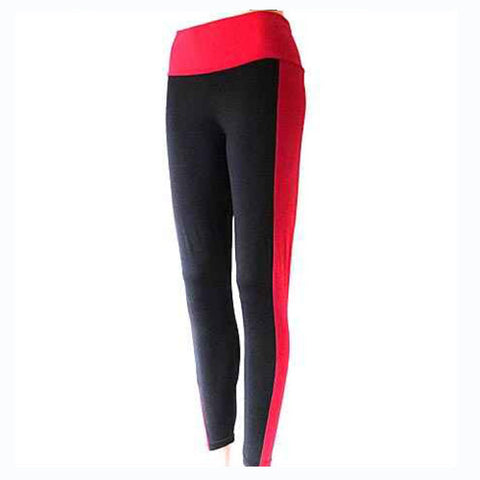 NL0001 Red Black Color Block Leggings