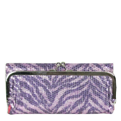 Tri-fold Wallet Sequin Pink Zebra