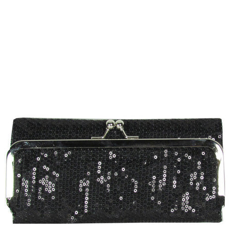 Tri-fold Wallet Sequin Black