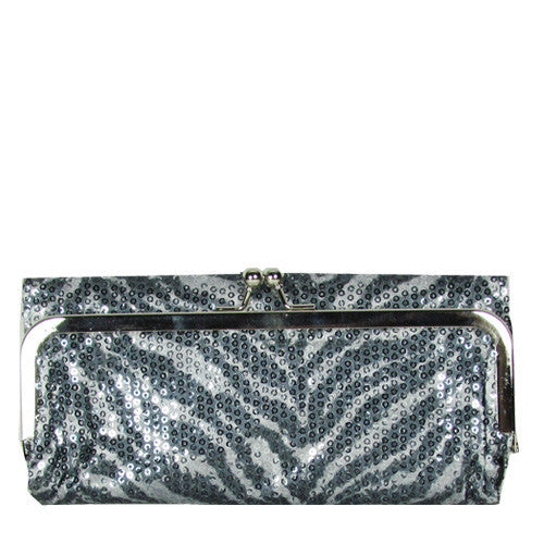 Tri-fold Wallet Sequin Black Zebra