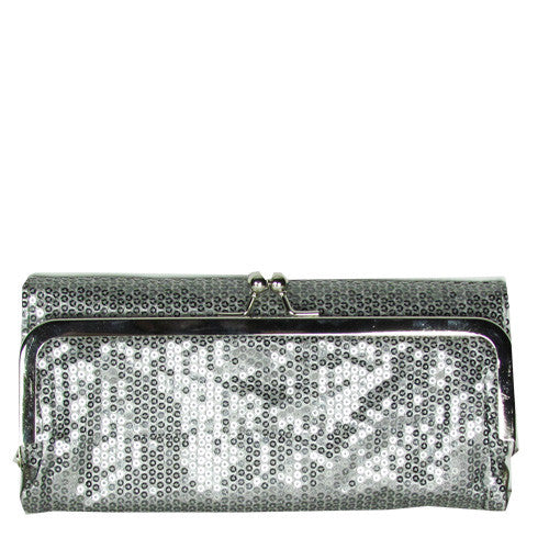 Tri-fold Wallet Sequin Silver