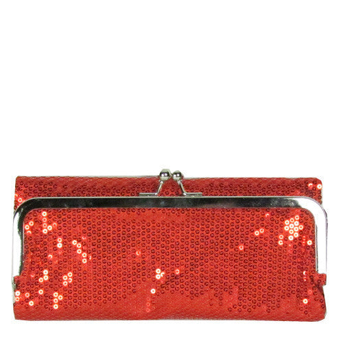 Tri-fold Wallet Sequin Red