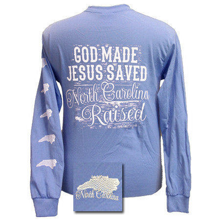 State: North Carolina Raised Carolina Blue Long Sleeve
