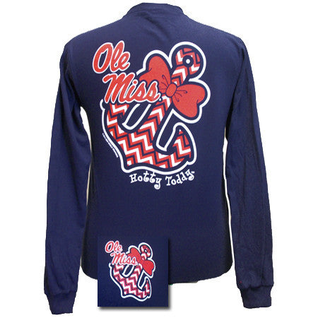 Ole Miss Bowtie Anchor Navy Long Sleeve
