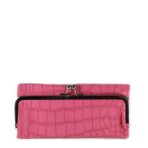 Tri-fold Wallet Hot Pink Croc